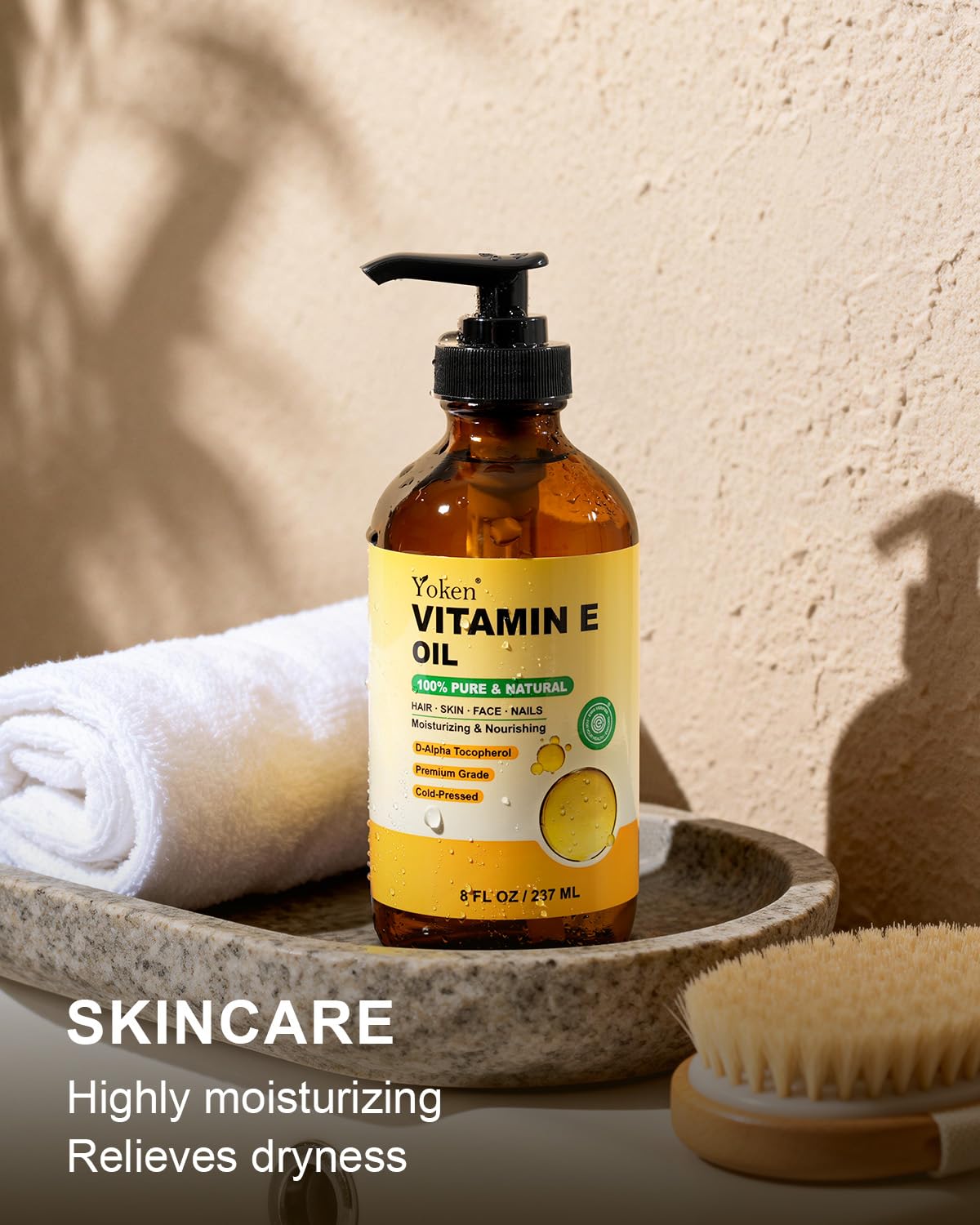 Yoken Vitamin E Oil with D-Alpha Tocopherol for Skin, Face, Hair & Nails