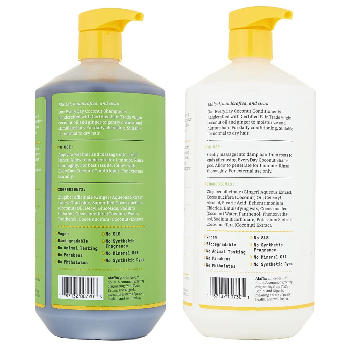 Alaffia EveryDay Coconut Shampoo & Conditioner with Ginger and Coconut Oil
