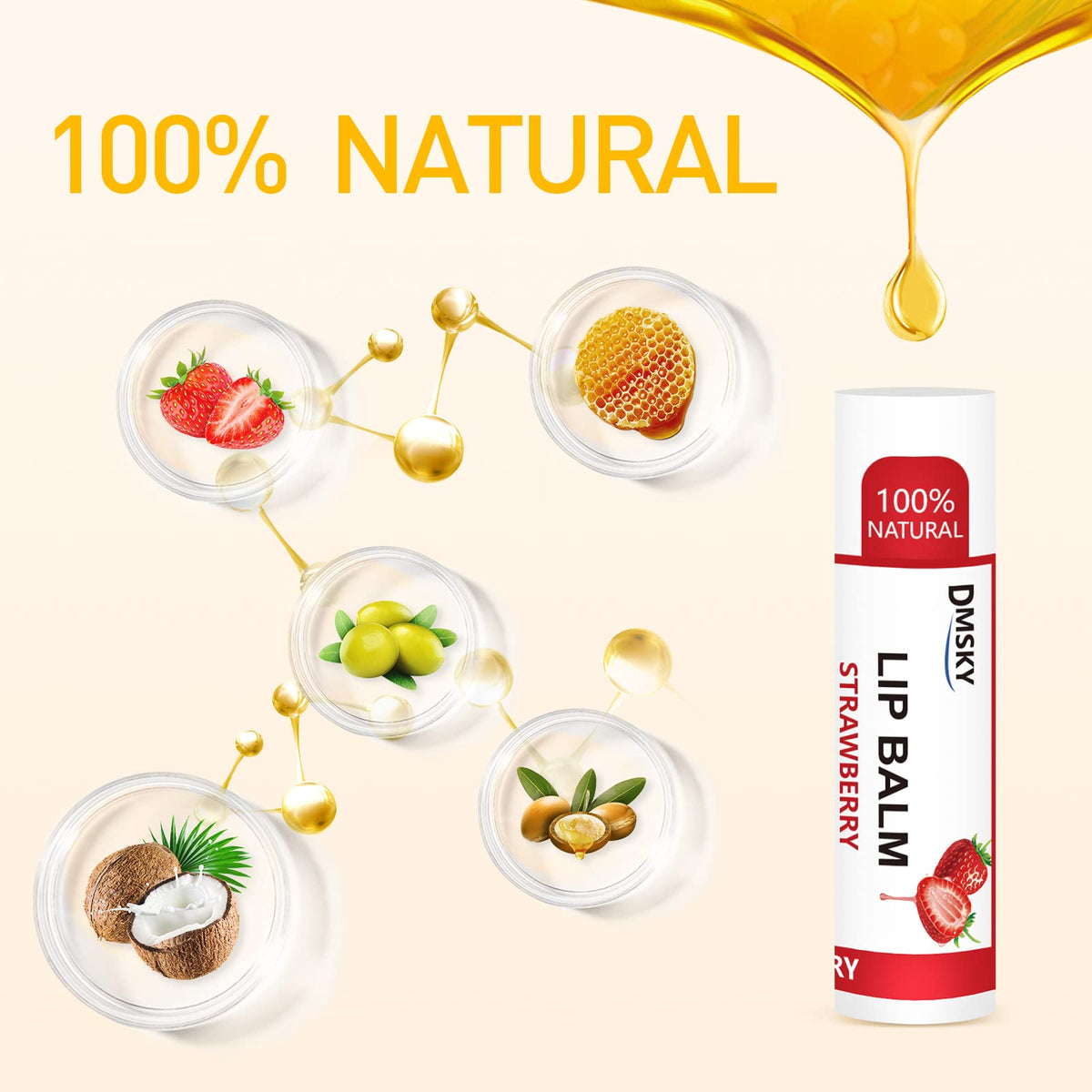 DMSKY Flavored Lip Balm with Vitamin E and Coconut Oil