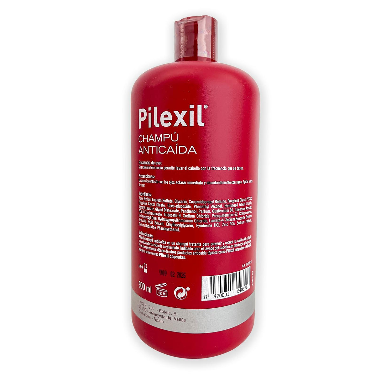PILEXIL Anti-Hair Loss Shampoo with Serenoa, Vitamins and Zinc, 900 ml