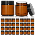 KEYWING Empty Glass Cosmetic Jars with Black Lids and Inner Liners