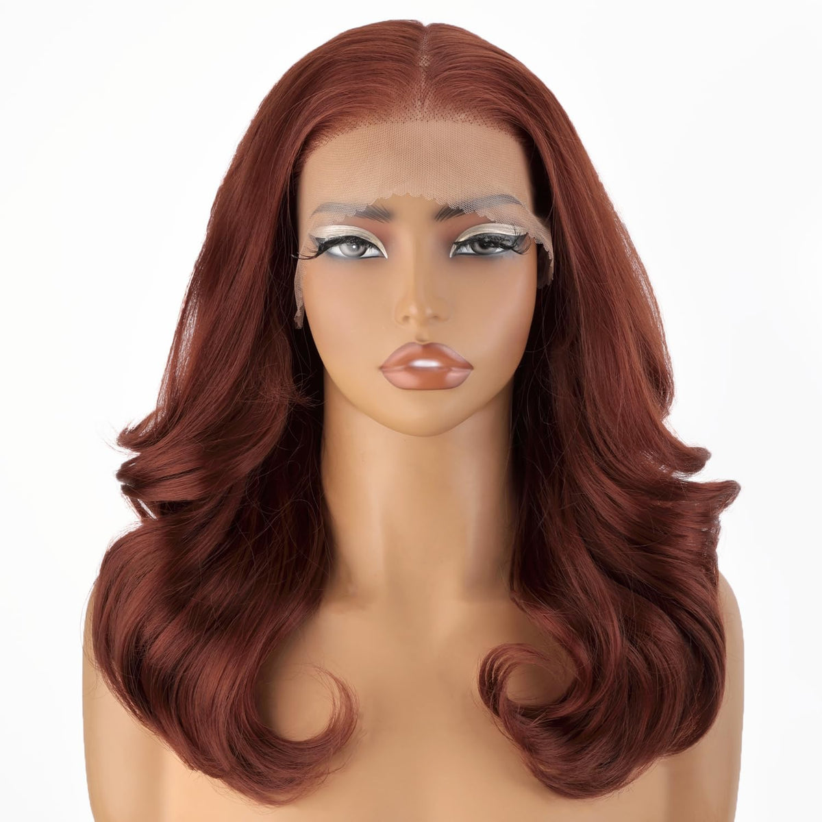 SOKU 13x6 HD Lace Front Wig, 18-Inch Wavy Glueless Synthetic Wig