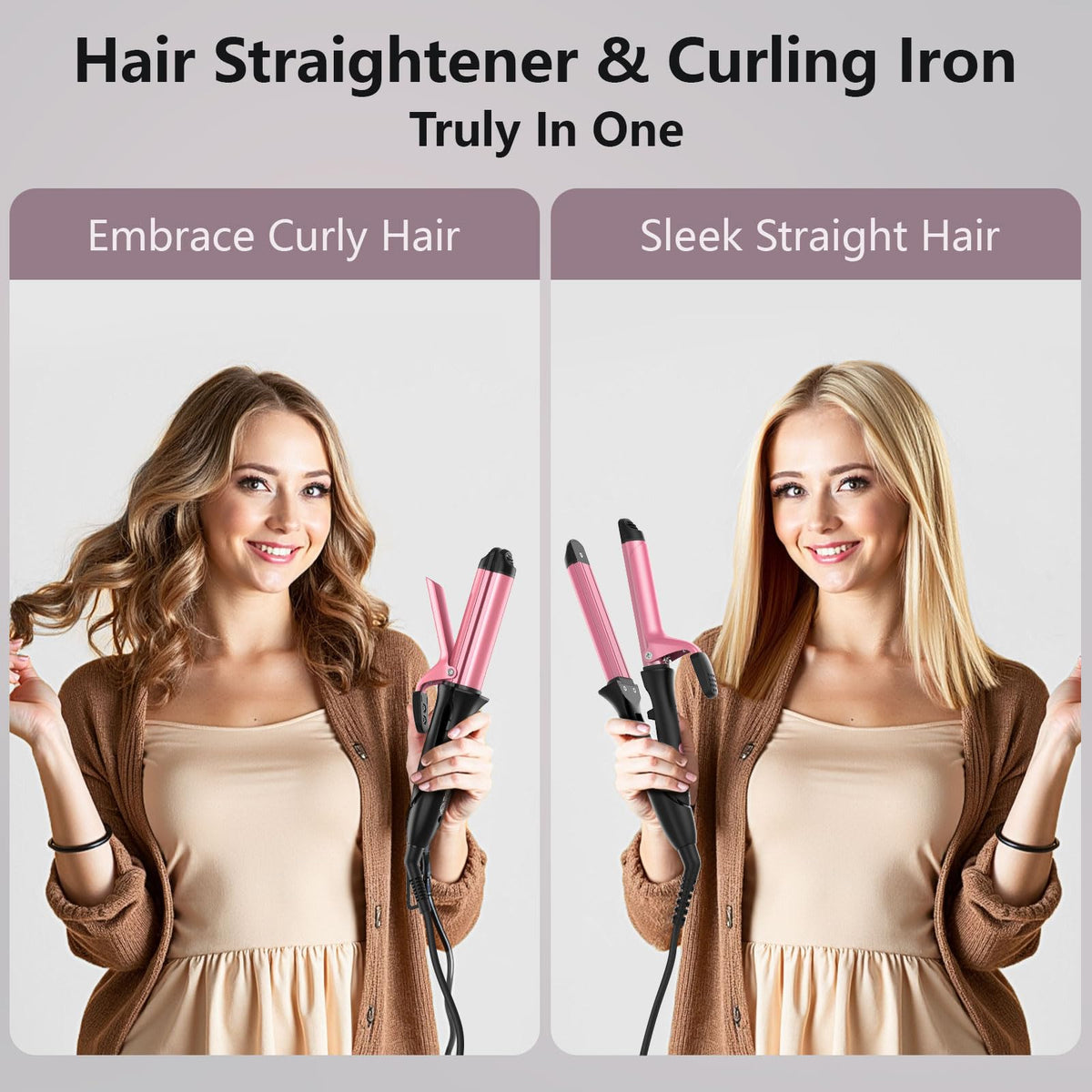 2-in-1 Hair Straightener and Curler with Ceramic Plates