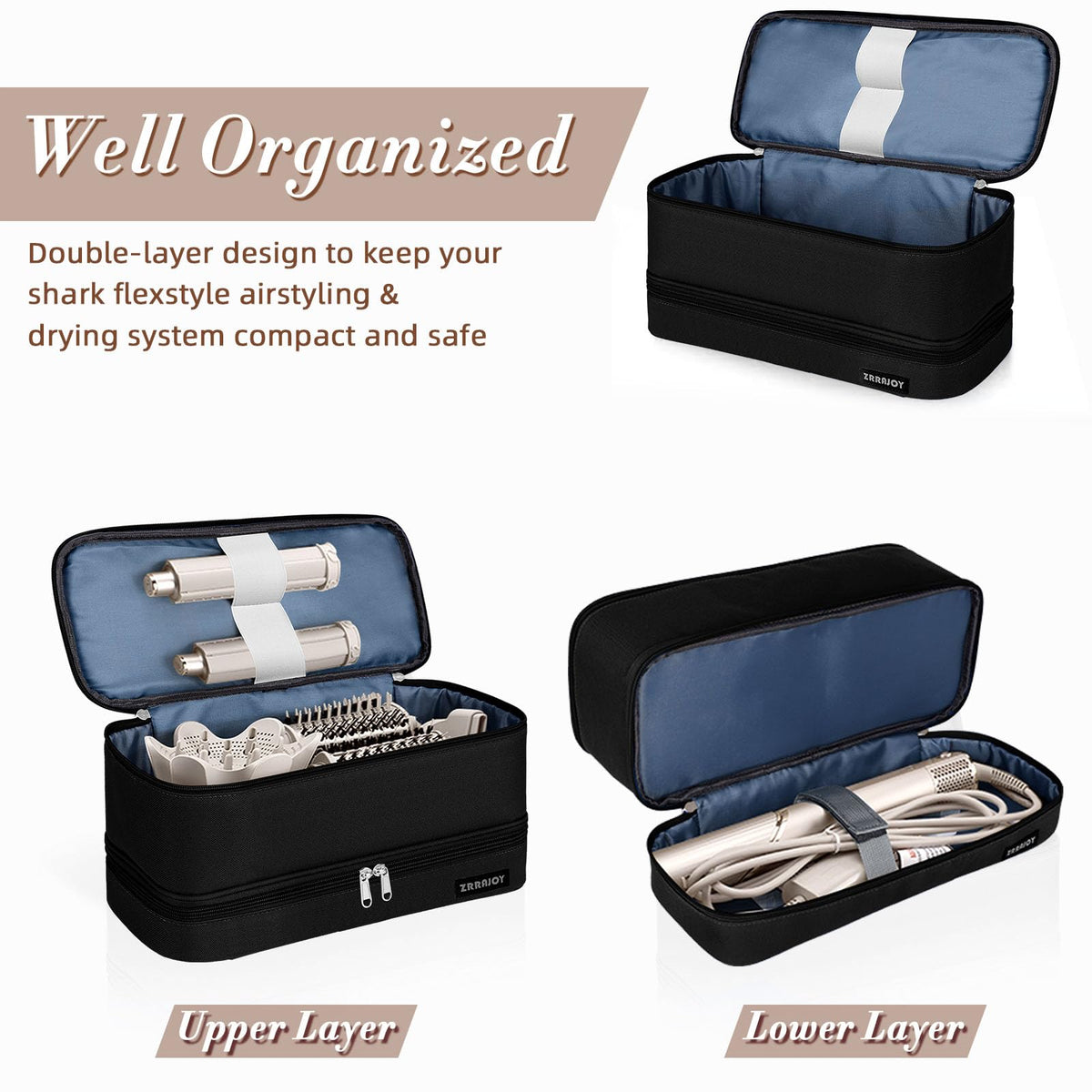 ZRRAJOY Double Layer Storage Case for Shark Flexstyle and Styler Attachments