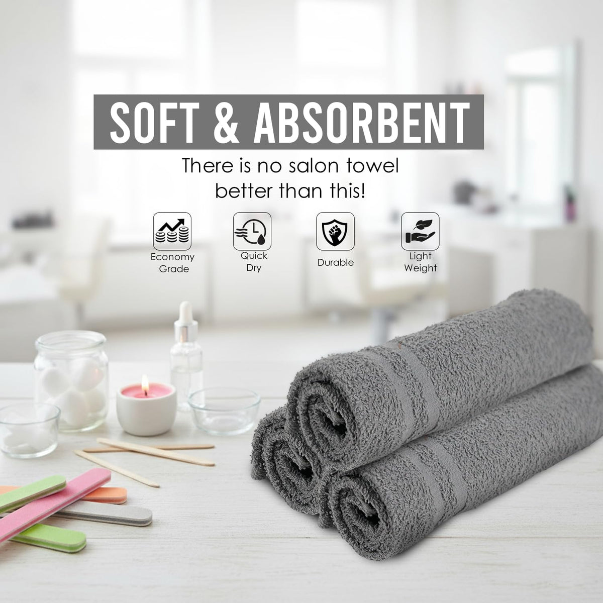 100% Cotton Hand Towels, 16 x 27 Inches