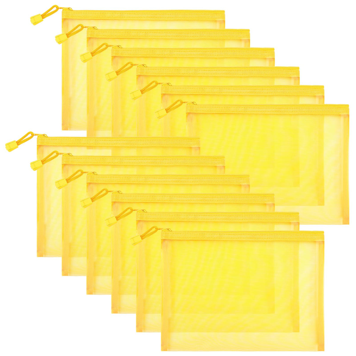 12-Piece Zipper Nylon Mesh Pouches, Clear Multipurpose Storage Bags