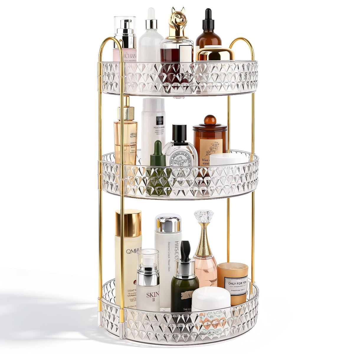 Rotating Makeup and Skincare Organizer with 360° Spin