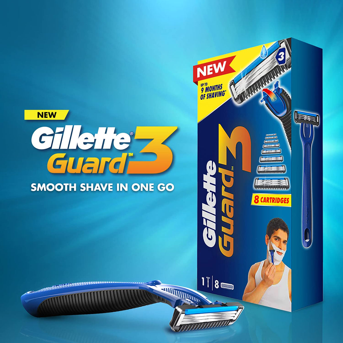 Gillette Guard 3 Razor with Lubrastrip and Flexing Head