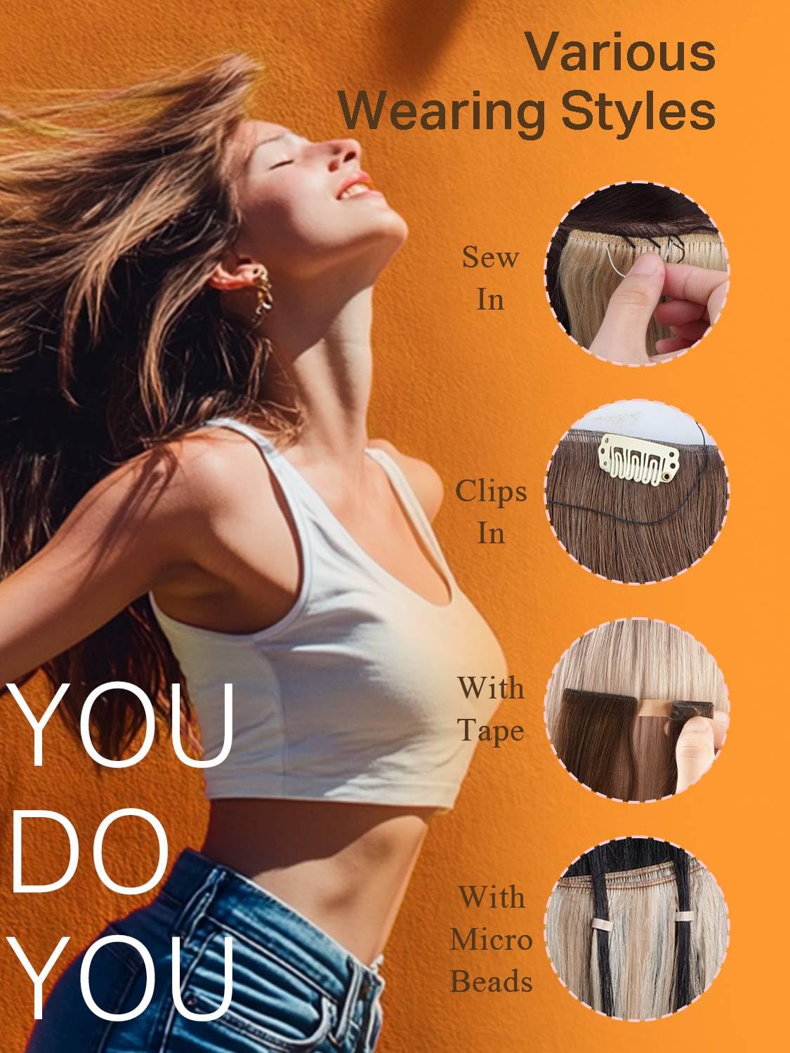 DOORES Straight Human Hair Weft Extensions