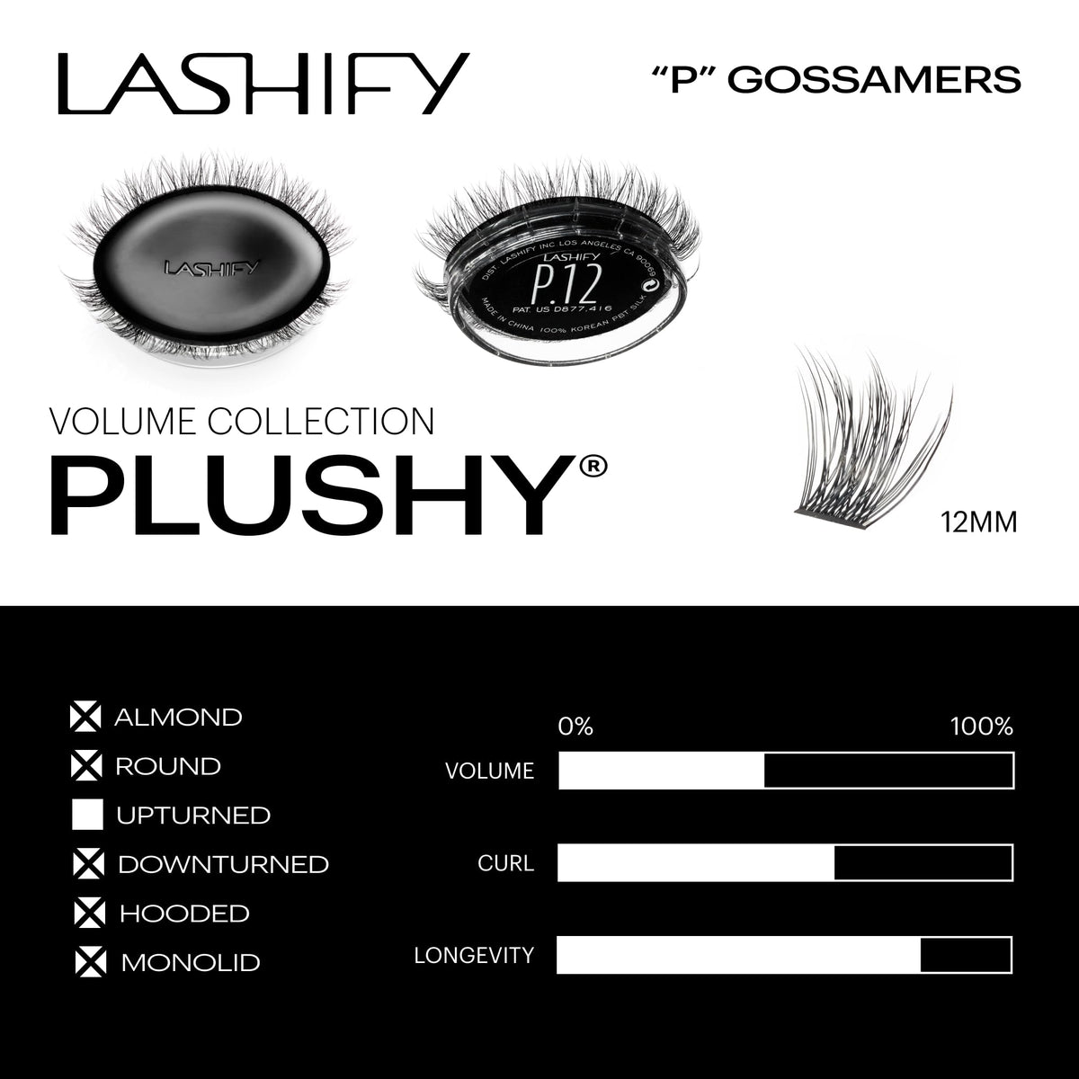 Lashify Plushy Gossamer Lashes, Premium Korean PBT Silk Volume Lashes
