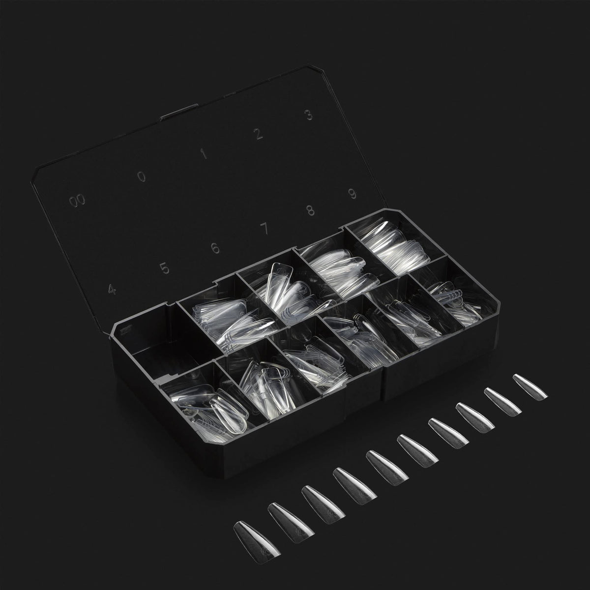 Aprés Gel-X Nail Kit Refills, 500 Natural Coffin Long Nail Tips, Sizes 0-9