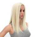 SWACC 14-Inch Straight Middle Part Synthetic Wig with Wig Cap