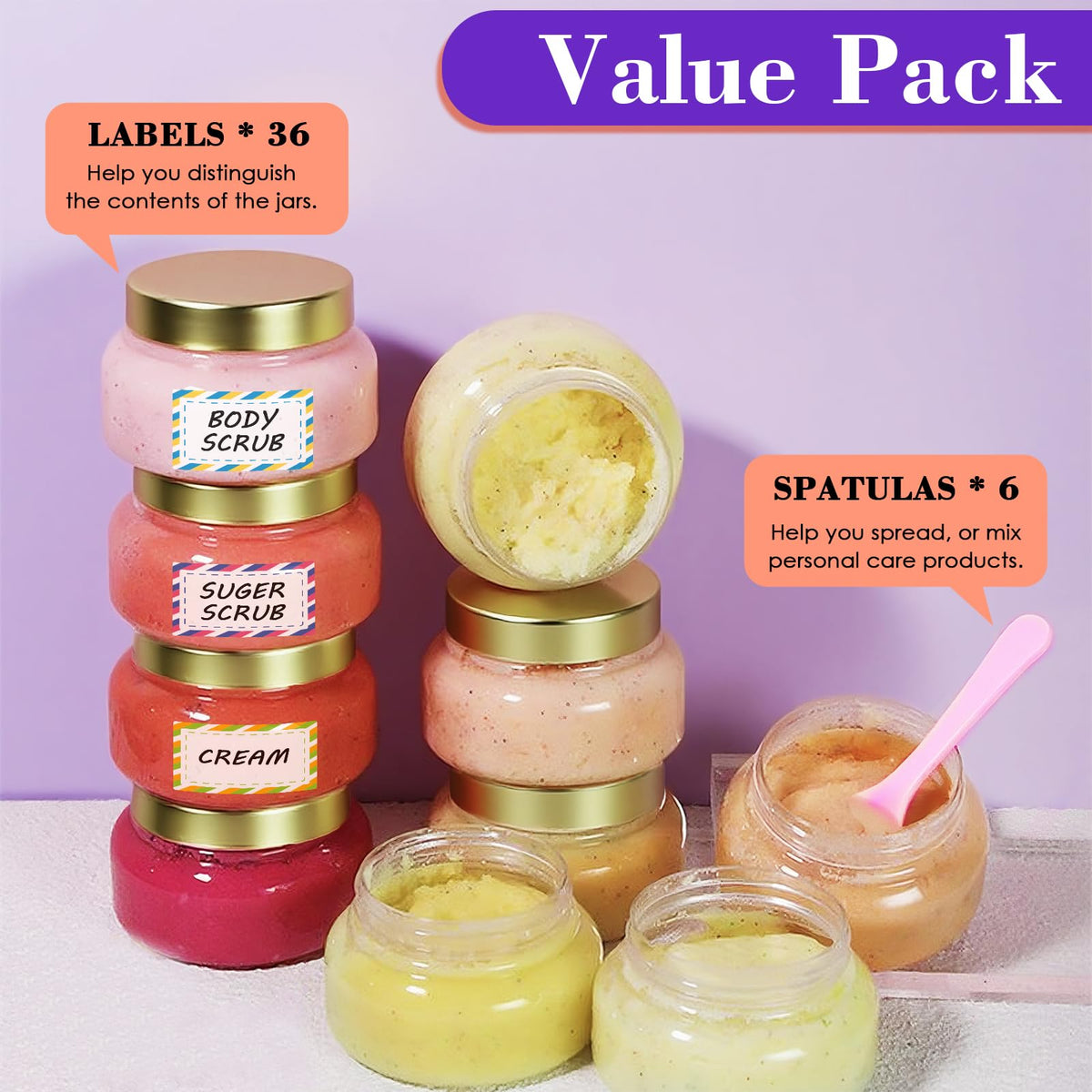 AMORIX Plastic Cosmetic Containers with Lids