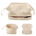 Vogewood Personalized Double-Layer Makeup Bag with Brush Organizer