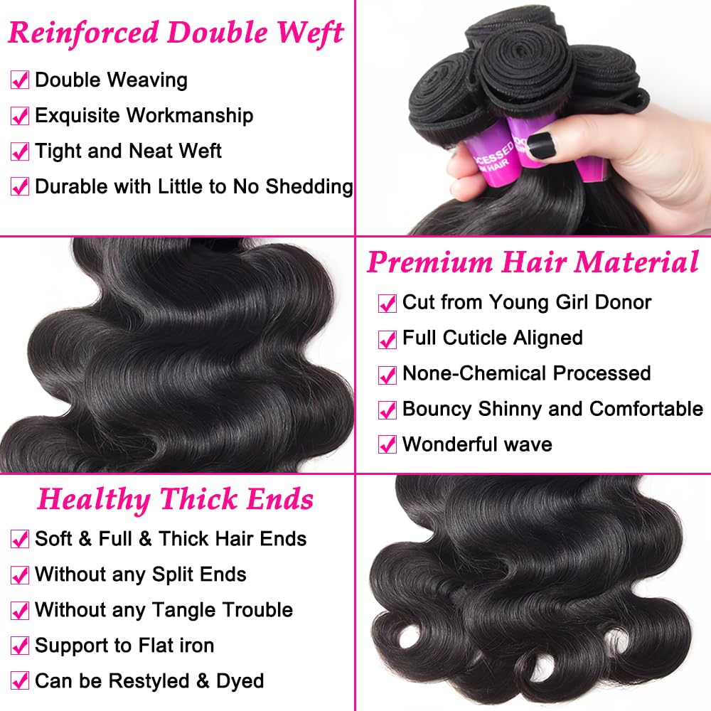 12A Natural Black Brazilian Body Wave Human Hair Bundles