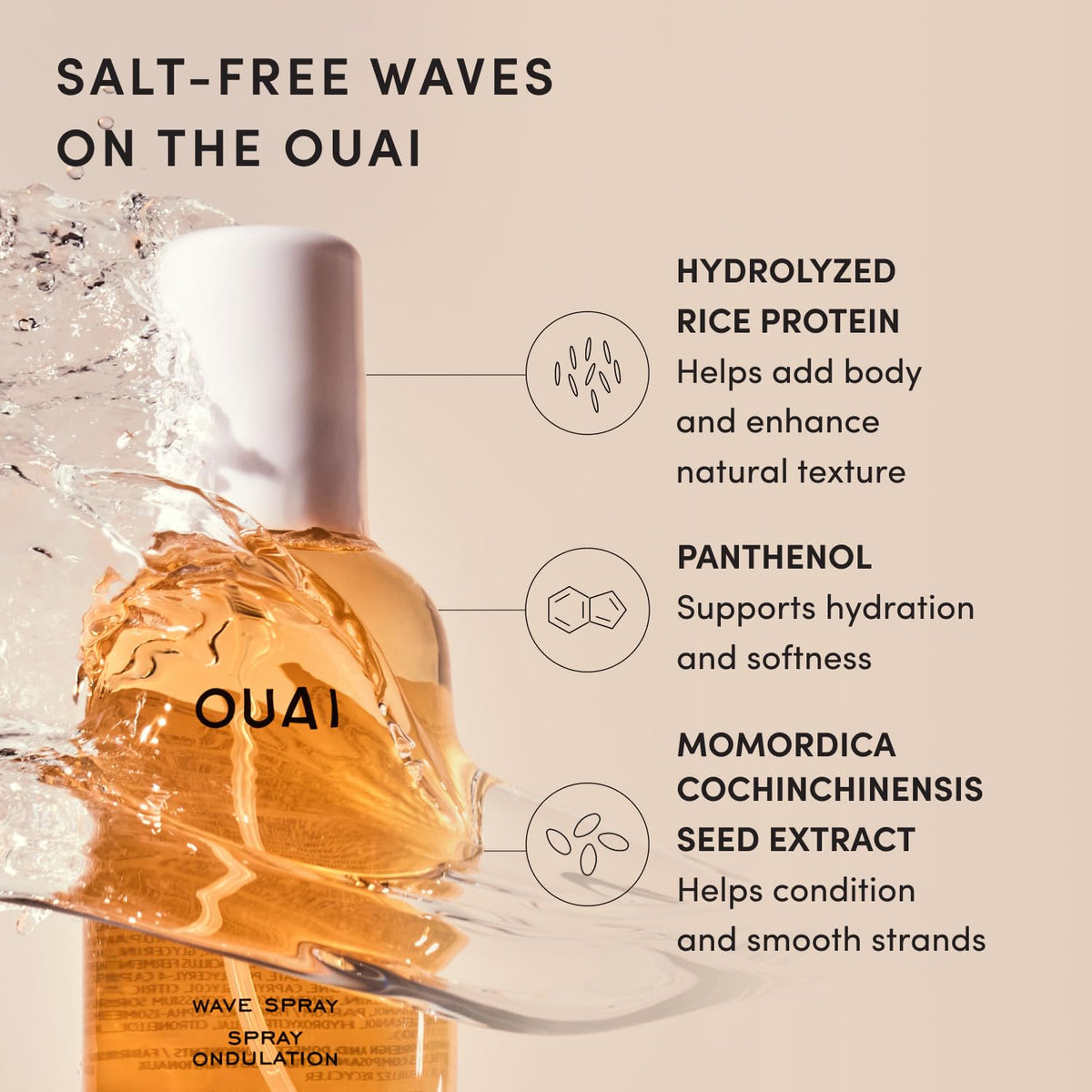 OUAI Wave Spray Hair Texture Spray with Coconut Oil & Rice Protein