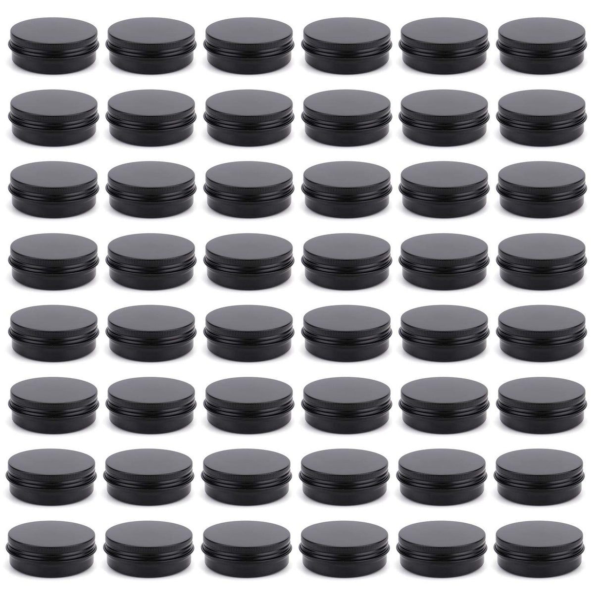 Foraineam 48 Pack 2 oz Round Lip Balm Tin Cans, Matte Black Aluminum