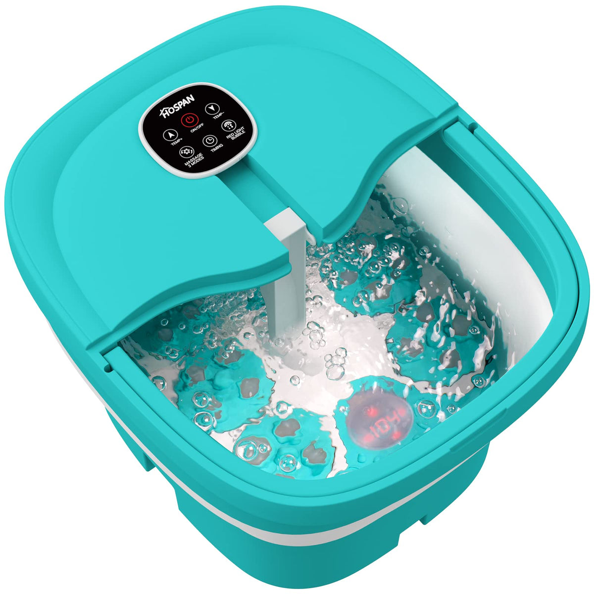 HOSPAN Collapsible Electric Foot Spa with Heat, Bubbles, Massage, Remote and Timer