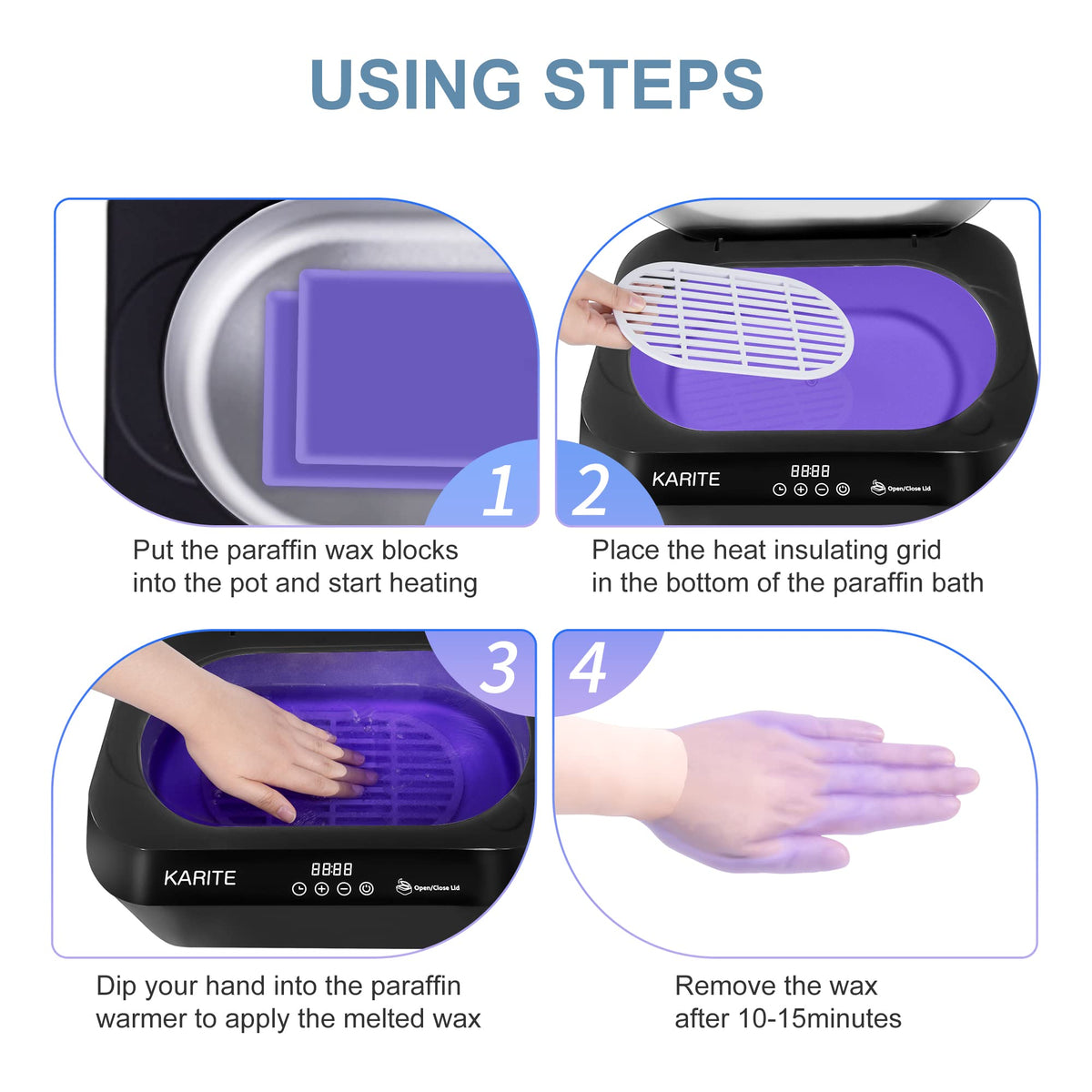 KARITE Paraffin Wax Warmer Machine with Auto Open Lid and Temperature Control