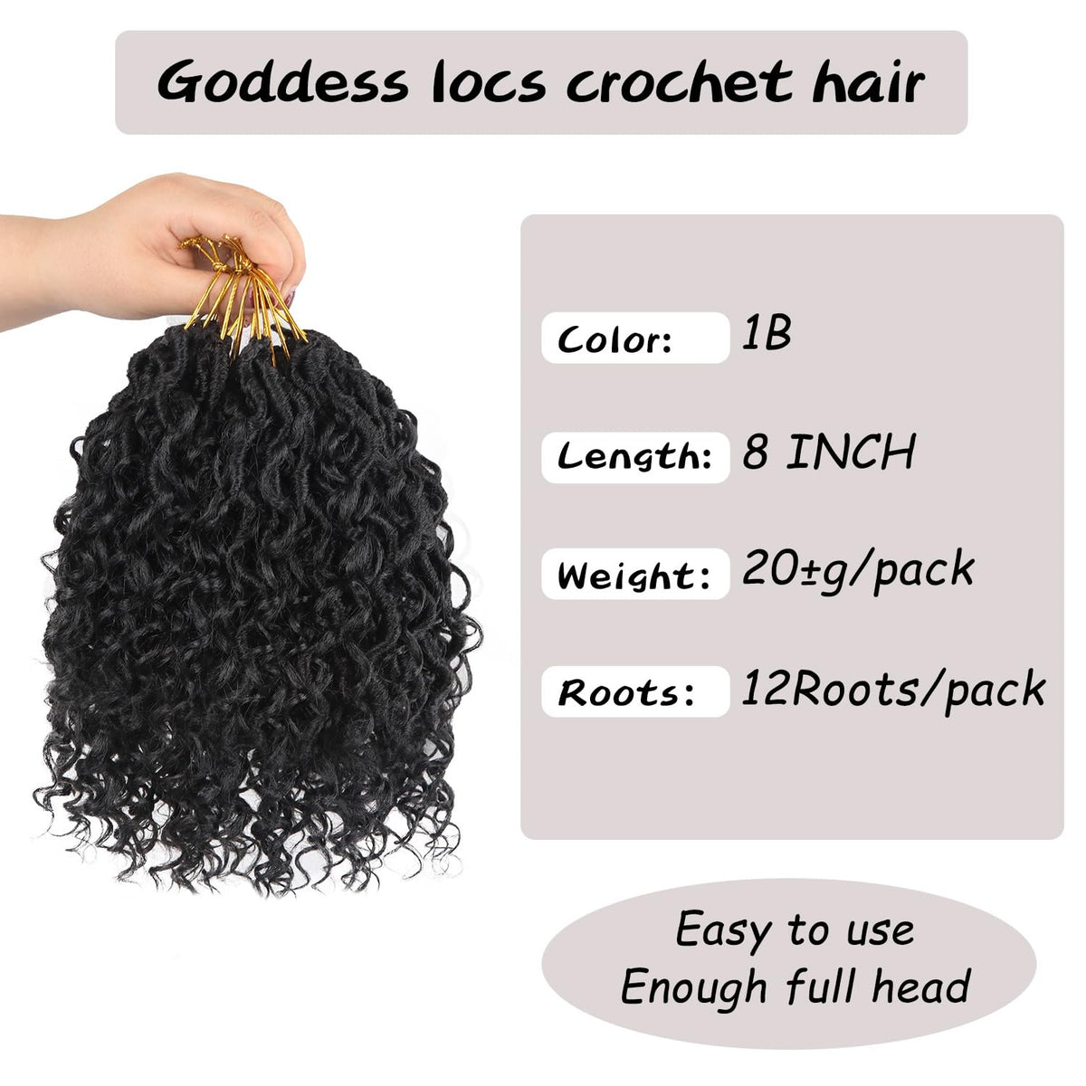 Vemet Goddess Locs Crochet Hair, Synthetic Boho Faux Locs, 9-Pack