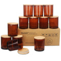 MILIVIXAY 12 Pack Glass Candle Jars with Airtight Bamboo Lids