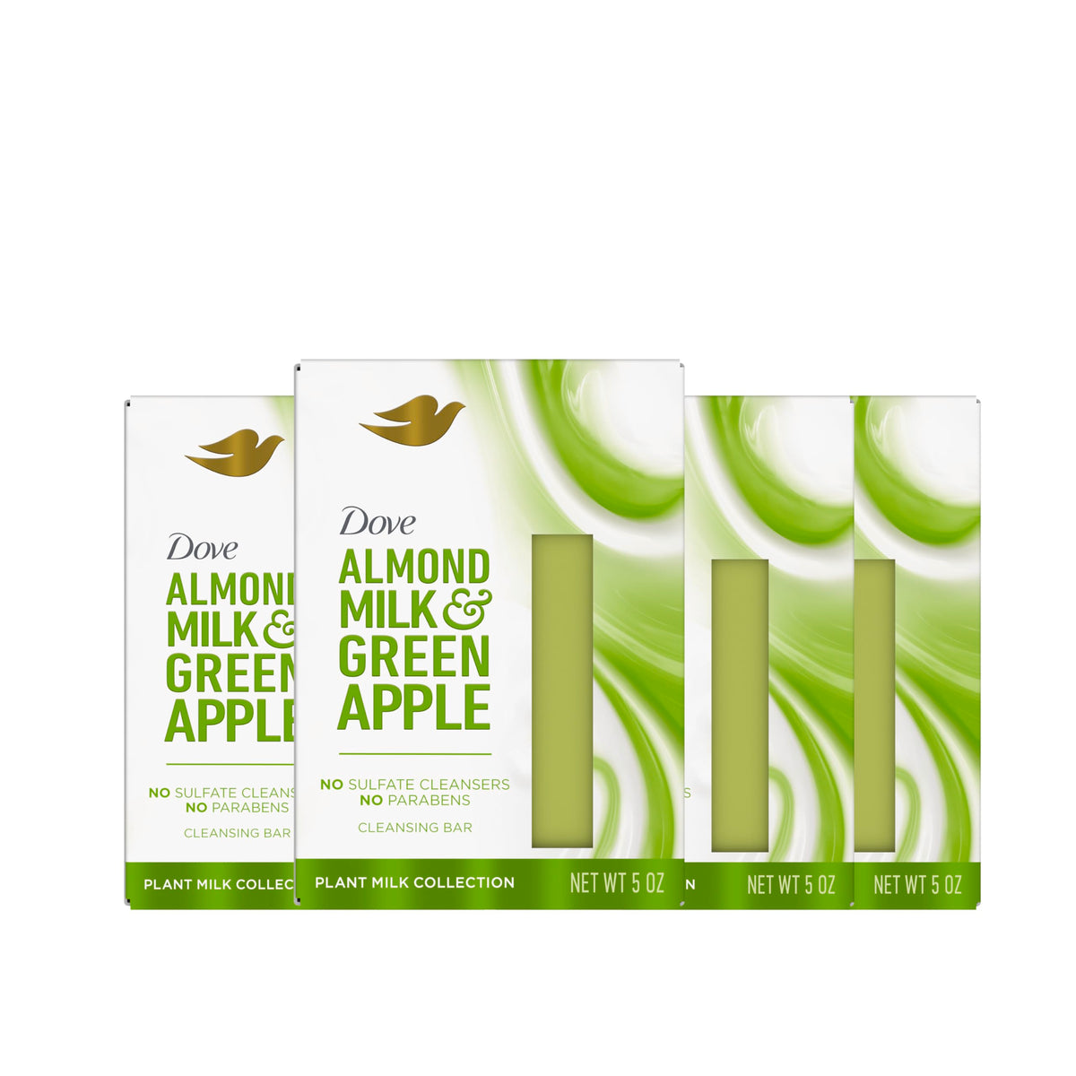 Dove Plant Milk Cleansing Bar Soap Almond Milk & Green Apple 4 Count