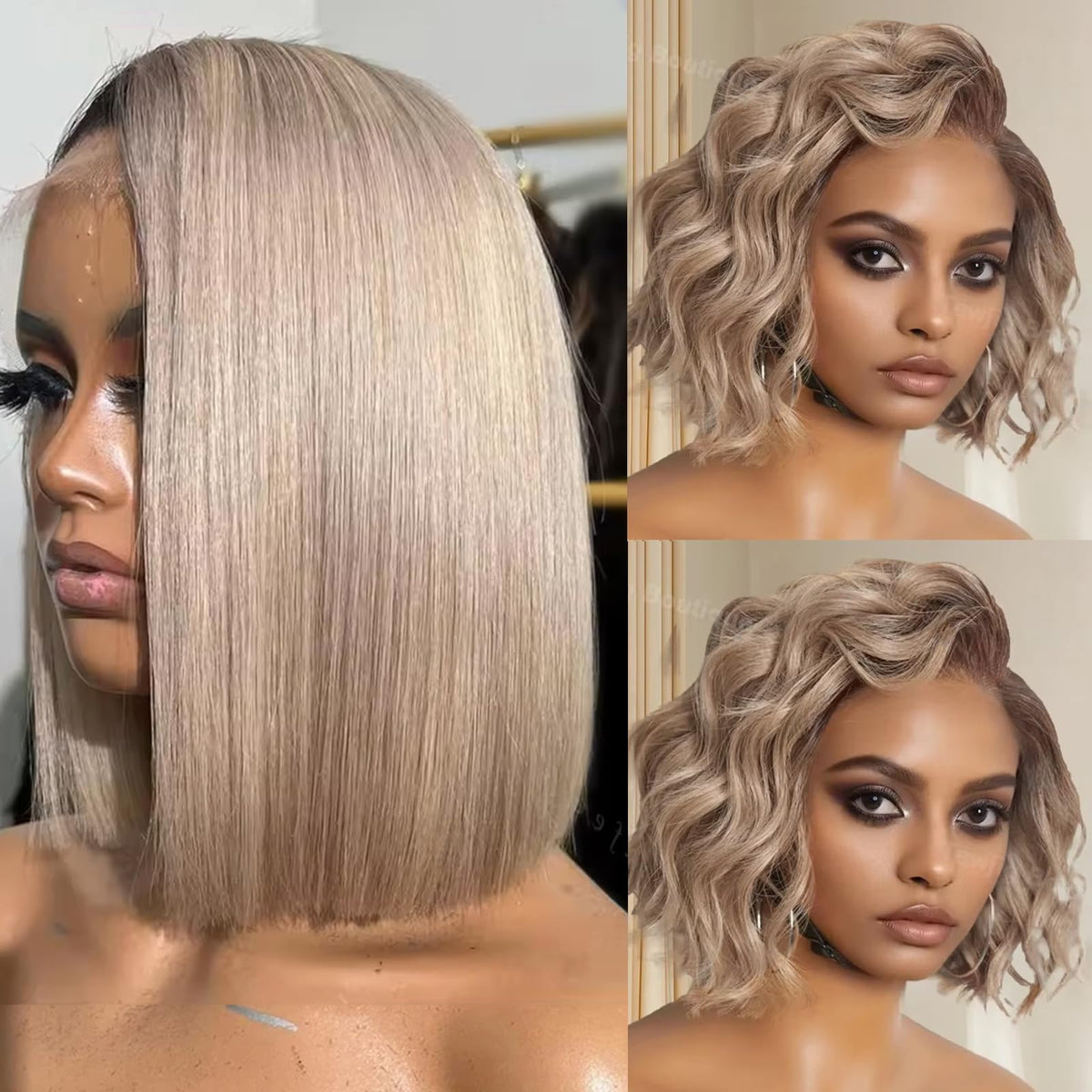 Munx Human Hair Bob Lace Front Wig, 13x6 HD Glueless, 180% Density