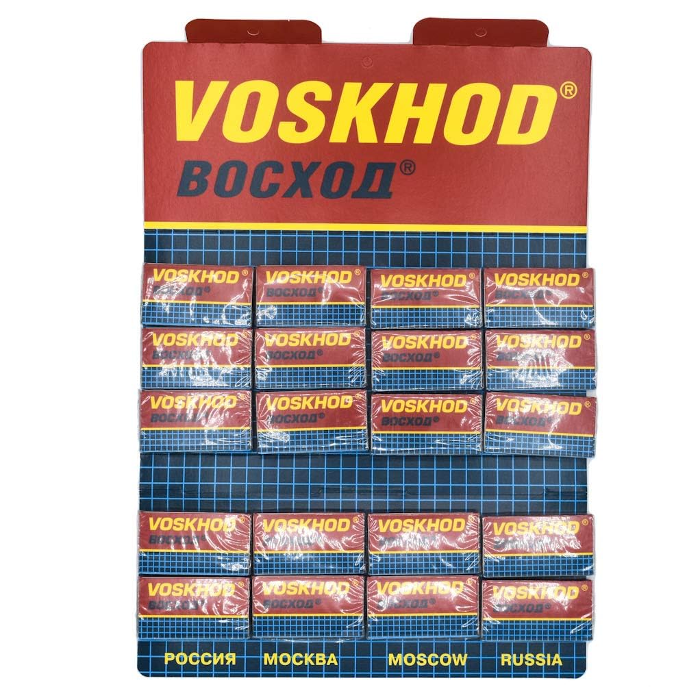Voskhod PTFE-Coated Stainless Steel Double Edge Razor Blades, 100 Count