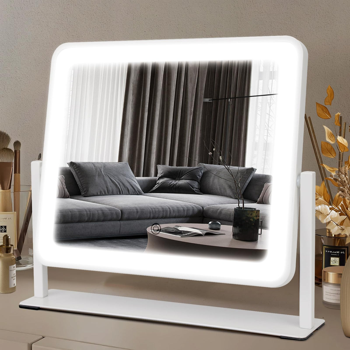 LED Vanity Makeup Mirror with Lights, Smart Touch, 3-Color Dimming