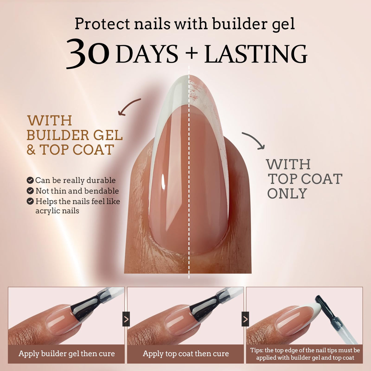 BTArtbox French Tip Press-On Nails, Short Coffin Soft Gel Nail Tips