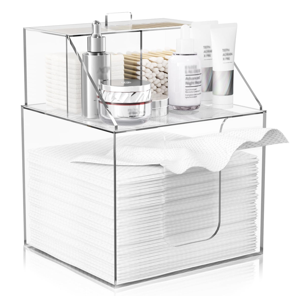Acrylic Double-Layer Face Towel Holder and Bathroom Counter Organizer