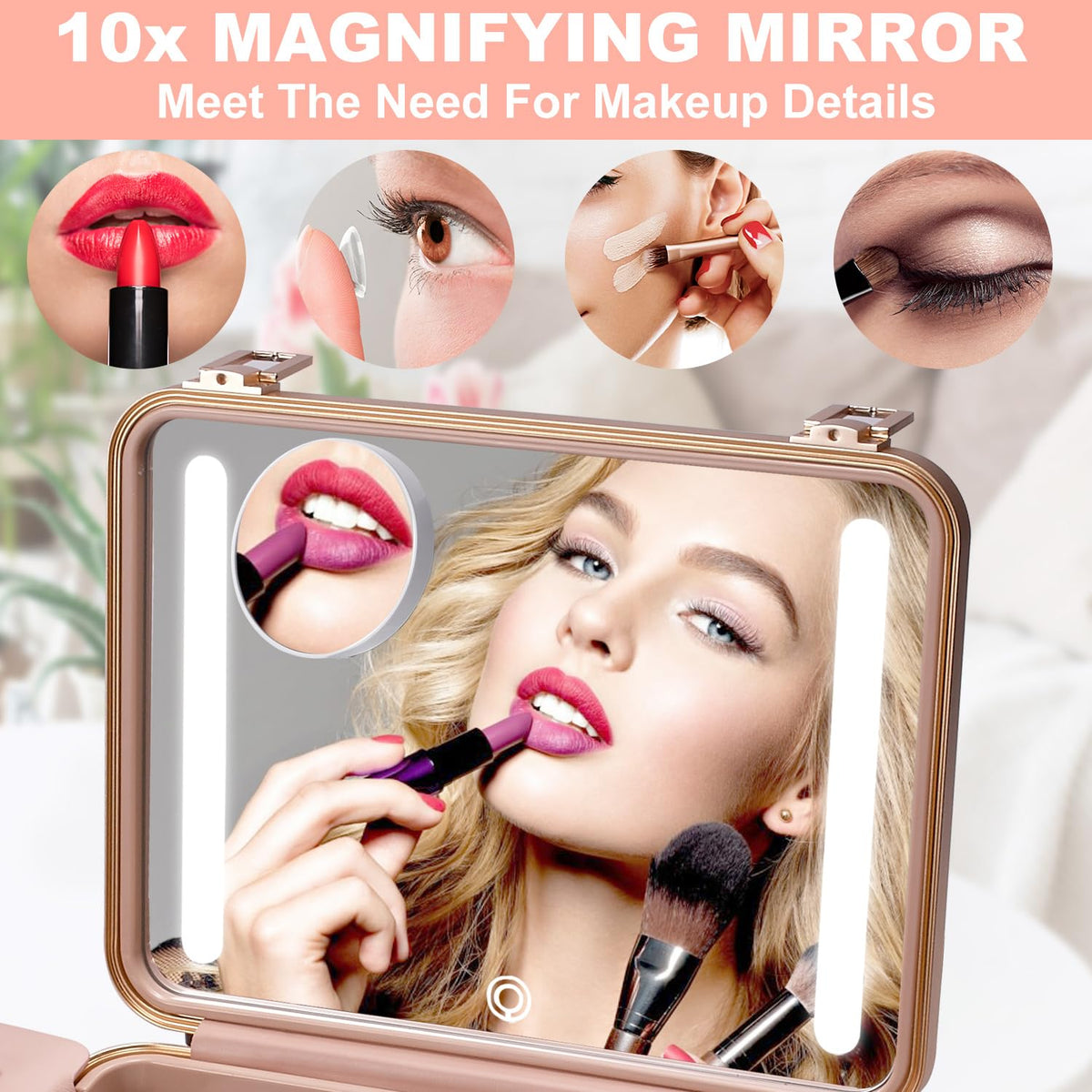 Mocado Travel Makeup Case with Lighted Mirror and Brush Dividers