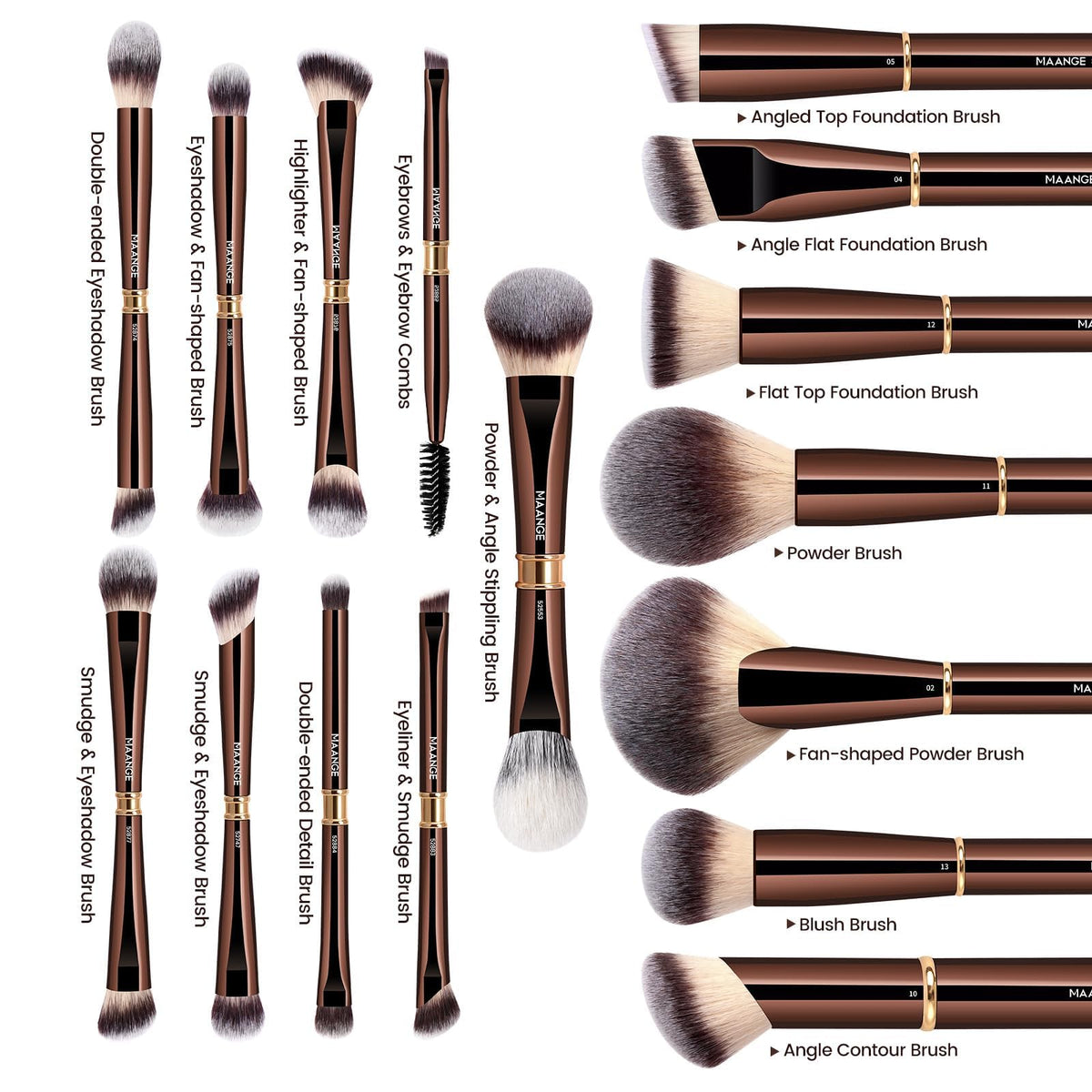 MAANGE Professional Makeup Brush Set with Bag and Gift Box