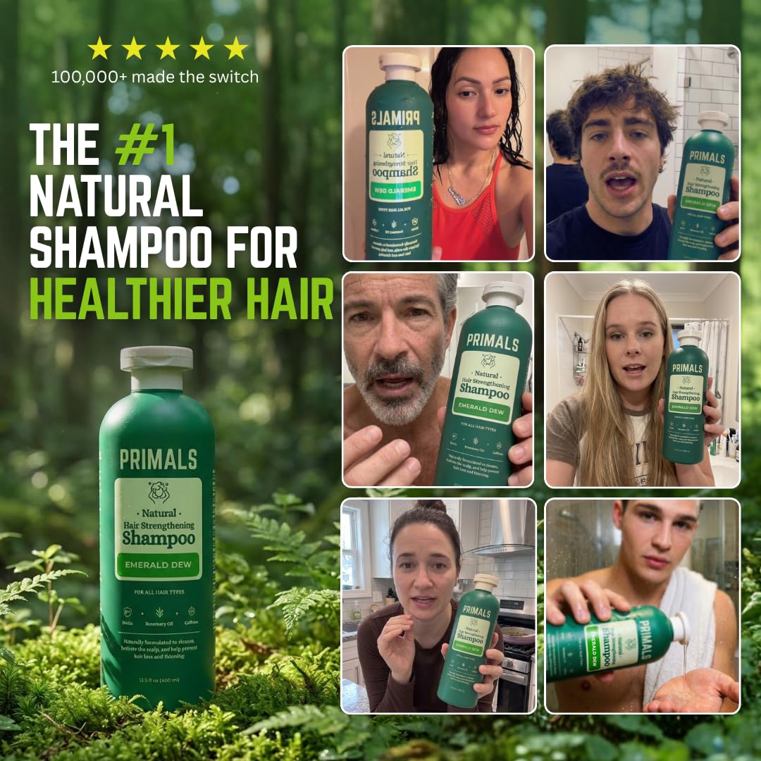PRIMALS Hair Strengthening Shampoo with Caffeine, Biotin & Rosemary Oil