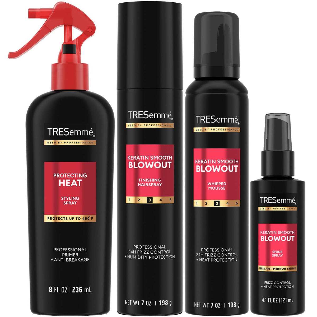 TRESemmé Keratin Smooth Blowout Hair Styling Bundle with Mousse and 3 Sprays