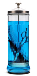 Glass Disinfectant Jar with Stainless Steel Basket, 50 Oz