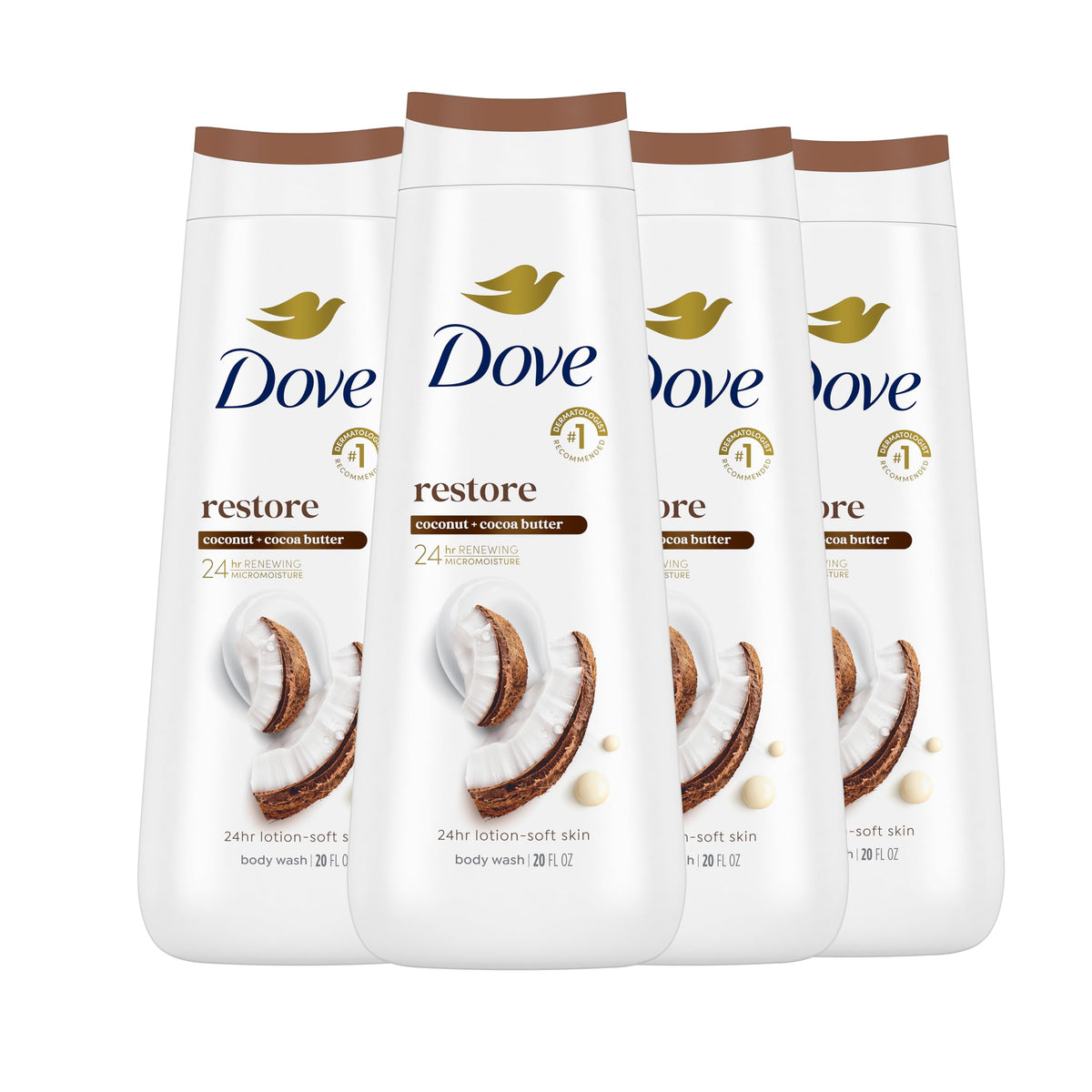Dove Restoring Coconut & Cocoa Butter Body Wash 4 Count