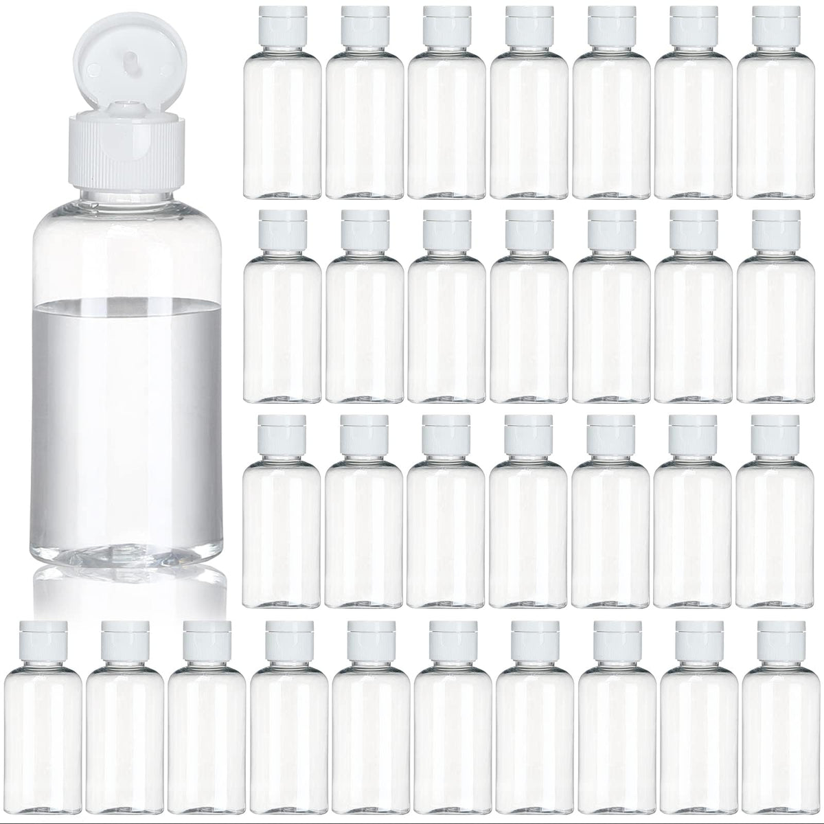 100 Pack 1.7 oz Clear Empty Squeeze Bottles with Flip Caps