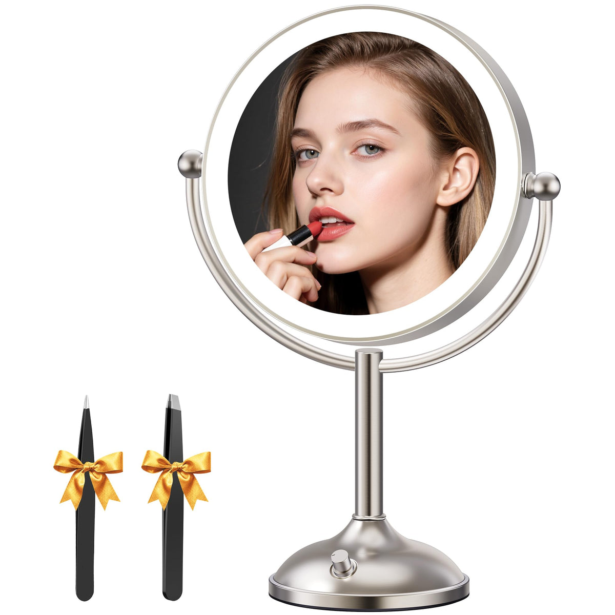 Auxmir 9" Lighted Makeup Mirror, 1X/30X Magnifying, 5000mAh Rechargeable