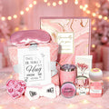 Pink Self Care Gift Basket for Women, 11-Piece Spa Gift Set