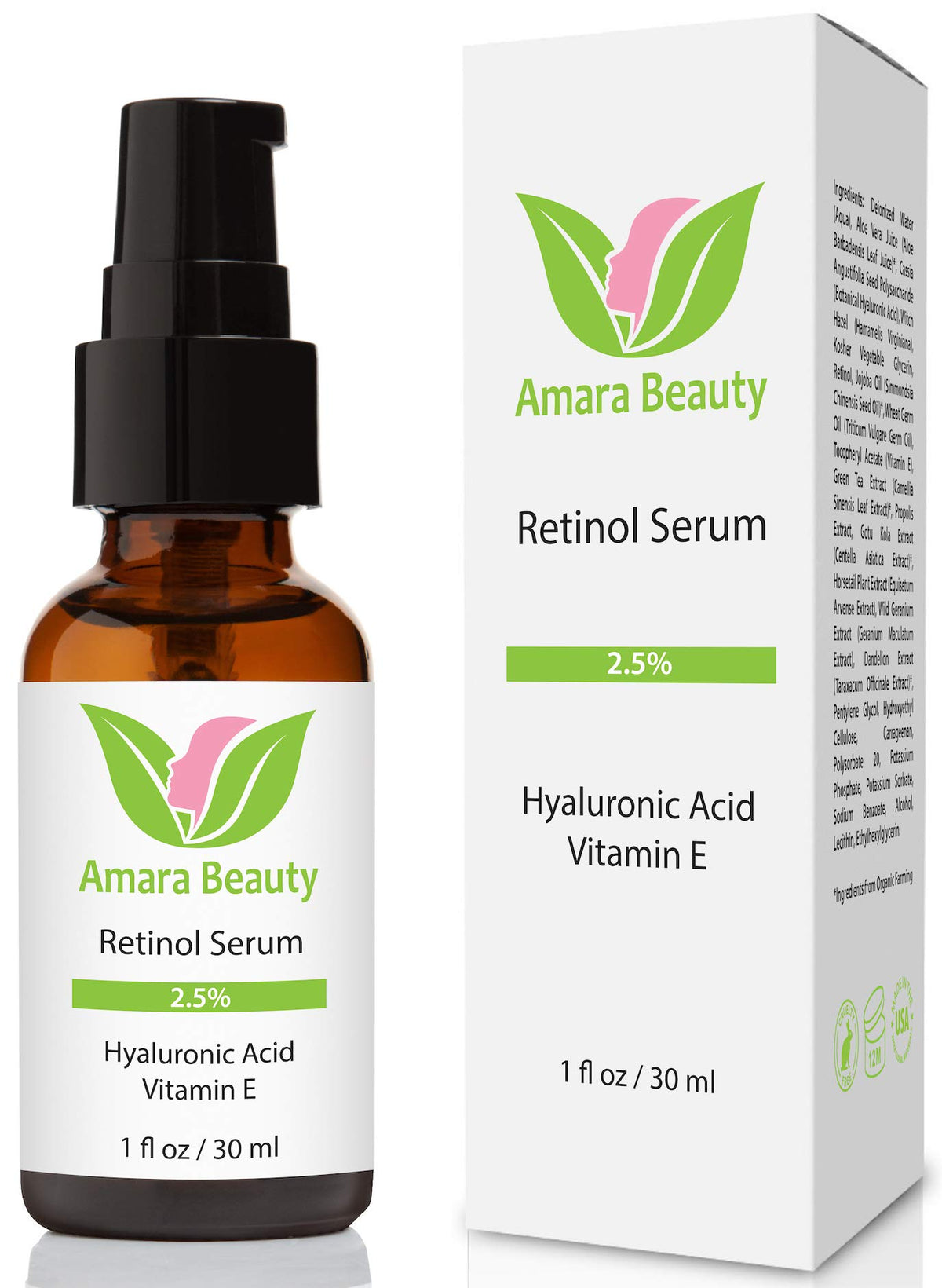 Amara Retinol Serum 2.5% with Hyaluronic Acid & Vitamin E