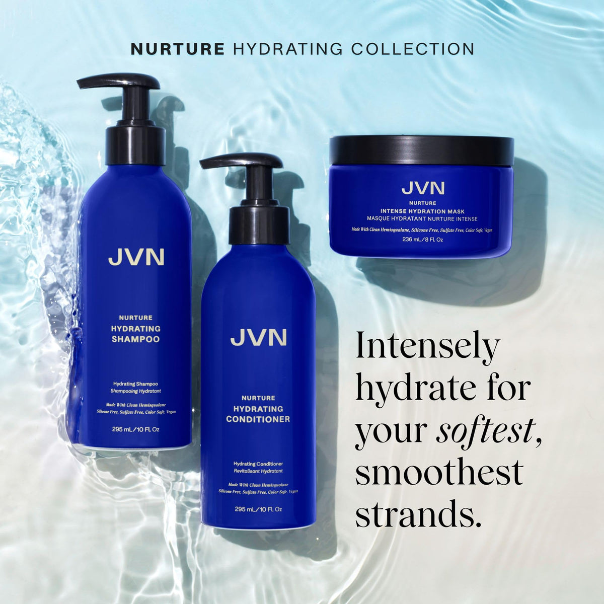 JVN Nurture Hydrating Shampoo, Moisturizing Color-Safe Hair Care