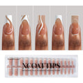 BTArtbox French Tip Press-On Nails, Short Coffin Soft Gel Nail Tips
