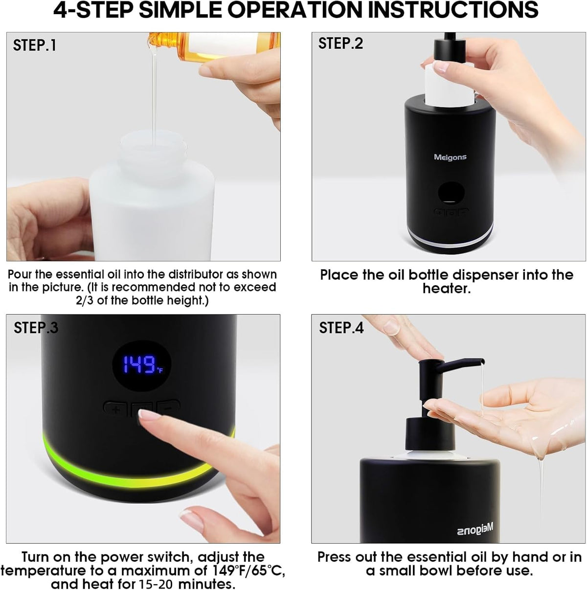 Meigons Massage Oil Warmer with Two Bottle Dispensers