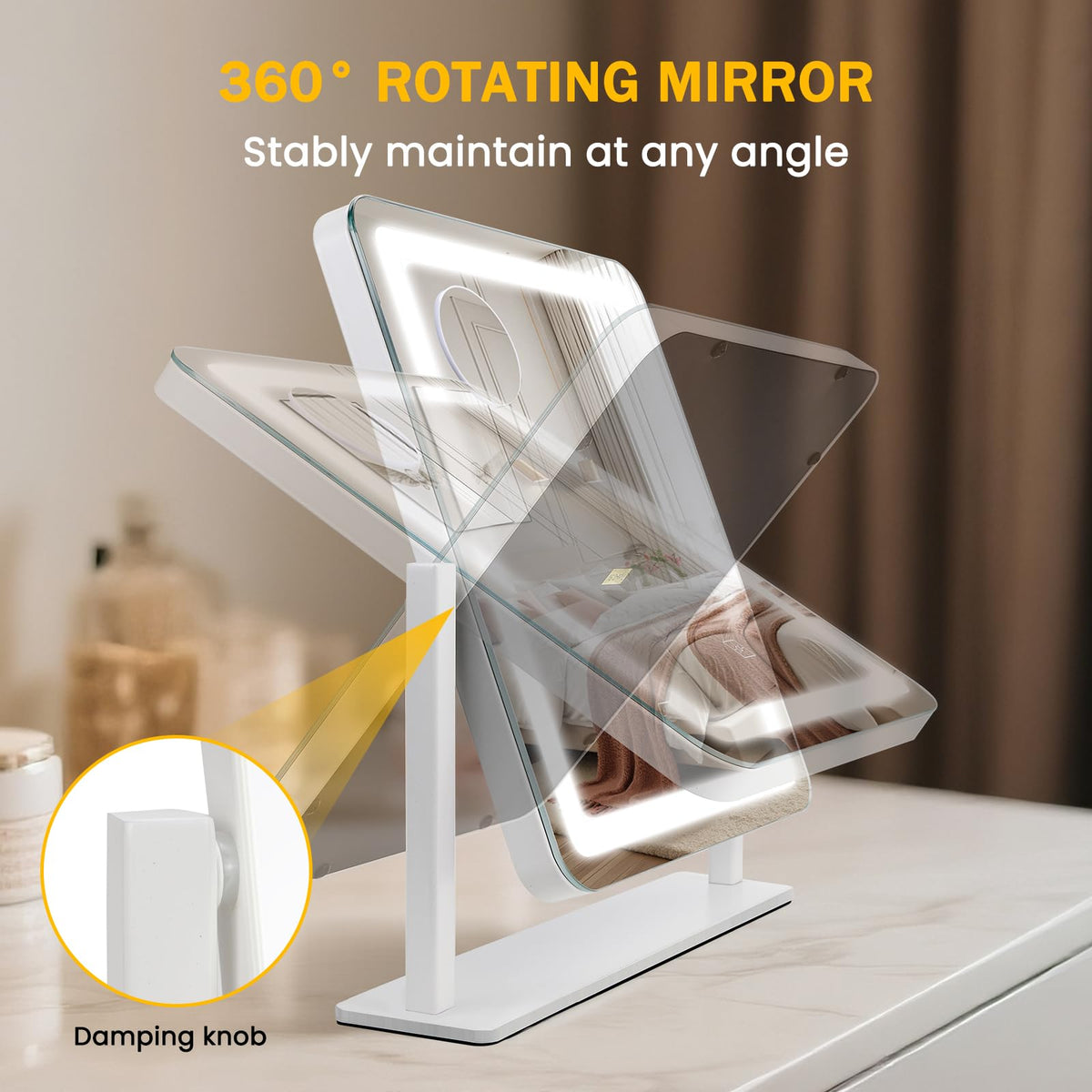 Bearolve Rechargeable Lighted Vanity Mirror with 10X Magnification