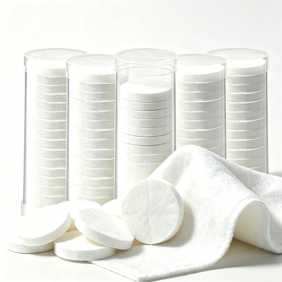 Disposable Compressed Face Towels, 100% Plant-Based, Lint-Free & Biodegradable