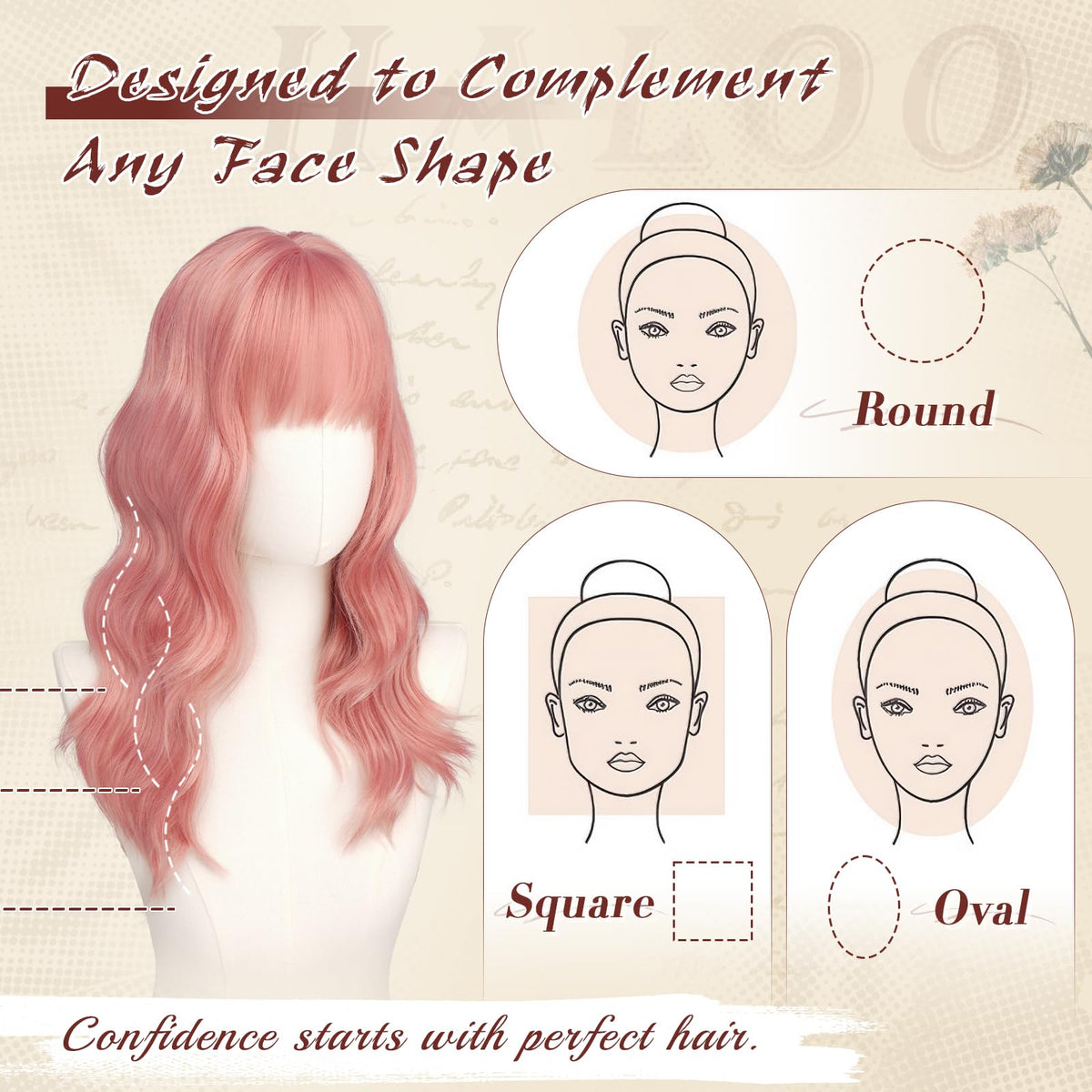 Haloo 20 Inch Wavy Synthetic Wig with Bangs