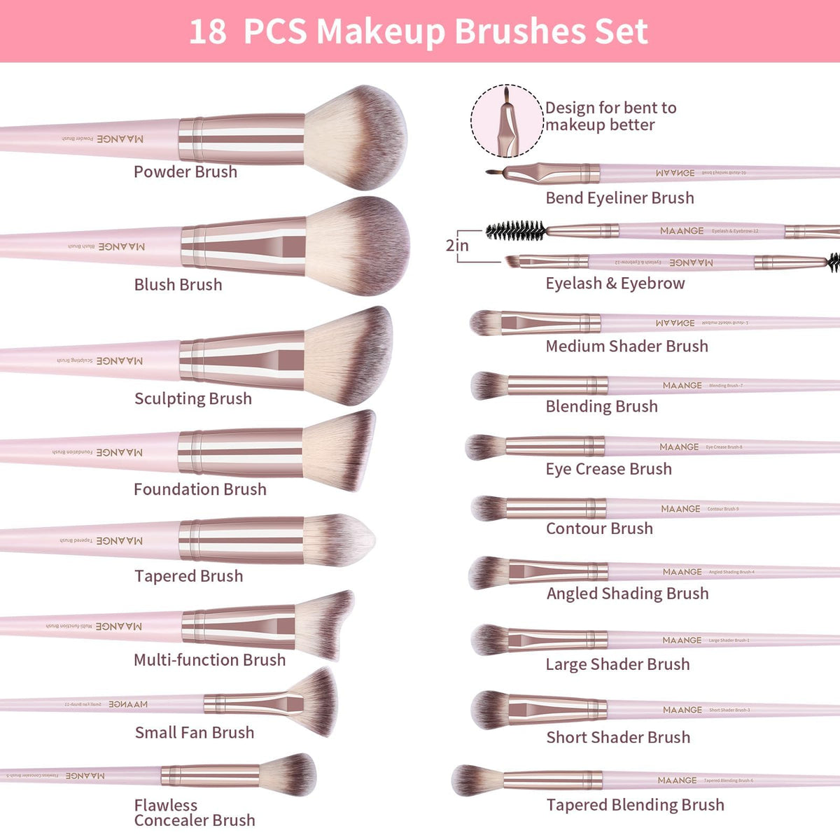 MAANGE 37-Piece Makeup Brush Set with Makeup Accessories