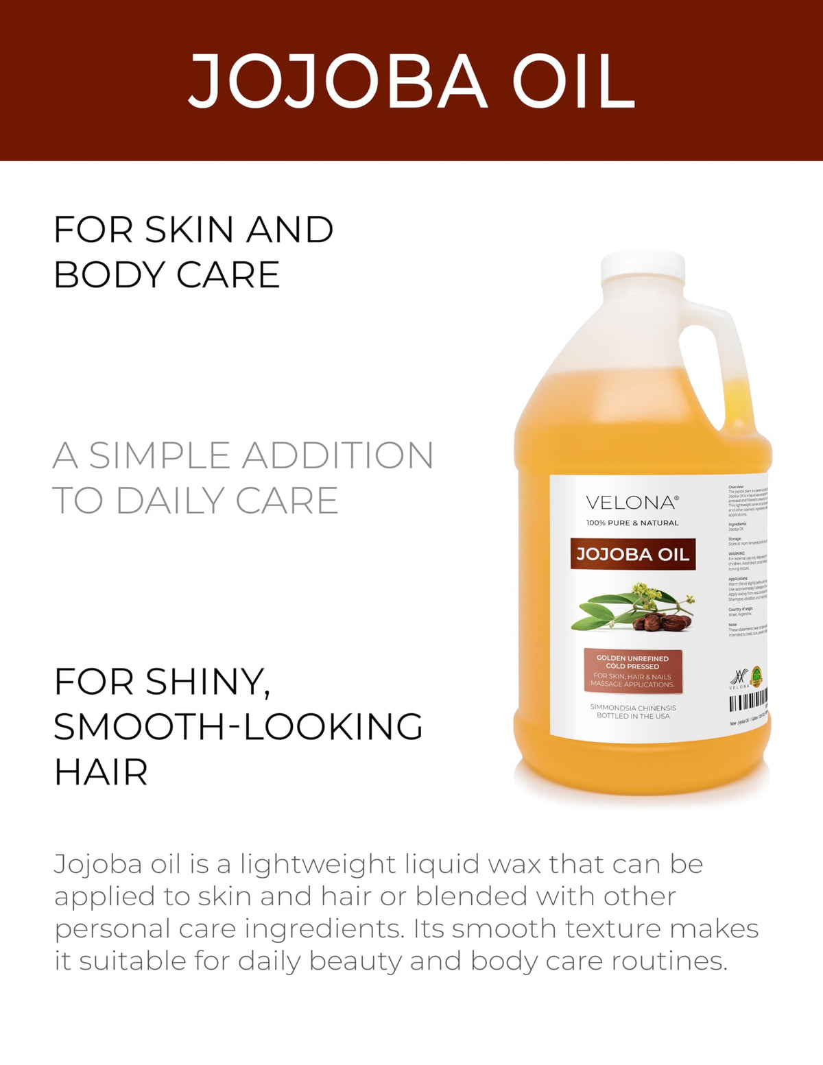 Velona Jojoba Oil Cold Pressed Unrefined