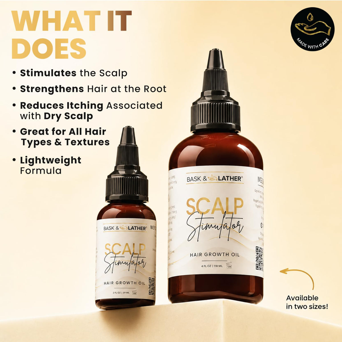 Bask & Lather Scalp Stimulator Hair Growth Oil, Mint, Rosemary & Grapeseed, 4 Fl Oz